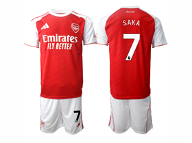 Arsenal F.C. 2025/26 Home Red Soccer Jersey with #7 Saka Printing
