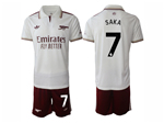 Arsenal F.C. 2025/26 Third White Soccer Jersey with #7 Saka Printing