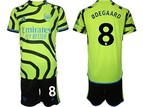 Arsenal F.C. 2023/24 Away Green Soccer Jersey with #8 Ødegaard Printing
