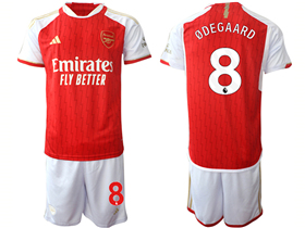 Arsenal F.C. 2023/24 Home Red Soccer Jersey with #8 Ødegaard Printing