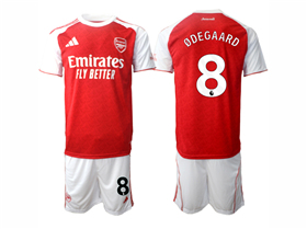 Arsenal F.C. 2025/26 Home Red Soccer Jersey with #8 Ødegaard Printing