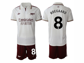 Arsenal F.C. 2025/26 Third White Soccer Jersey with #8 Ødegaard Printing