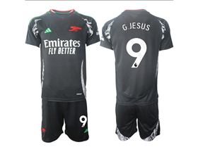 Arsenal F.C. 2024/25 Away Black Soccer Jersey with #9 G.JESUS Printing