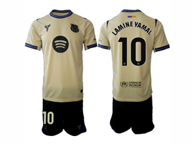 FC Barcelona 2025/26 Away Gold Soccer Jersey with #10 Lamine Yamal Printing