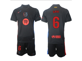 FC Barcelona 2024/25 Away Black Soccer Jersey with #6 Gavi Printing