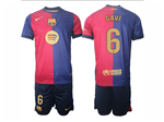 FC Barcelona 2024/25 Home Red/Blue Soccer Jersey with #6 Gavi Printing