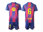 FC Barcelona 2025/26 Home Red/Blue Soccer Jersey with #6 Gavi Printing
