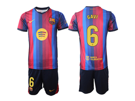 FC Barcelona 2026/27 Home Red/Blue Soccer Jersey with #6 Gavi Printing