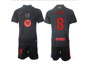 FC Barcelona 2024/25 Away Black Soccer Jersey with #8 Pedri Printing