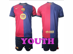 FC Barcelona 2024/25 Home Youth Red/Blue Soccer Jersey 