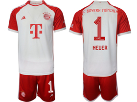 FC Bayern Munich 2023/24 Home White Soccer Jersey with #1 Neuer Printing