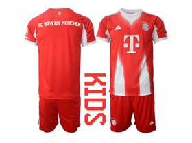 FC Bayern Munich 2025/26 Youth Home Red Soccer Jersey