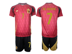 Belgium 2024 Home Red Soccer with #7 De Bruyne Printing