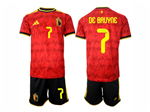 Belgium 2026 Home Red Soccer with #7 De Bruyne Printing