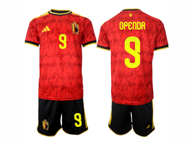 Belgium 2026 Home Red Soccer with #9 Openda Printing