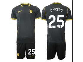 Chelsea F.C. 2026/27 Away Black Jersey with #25 Caicedo Printing
