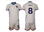 Chelsea F.C. 2024/25 Away White Jersey with #8 Enzo Printing