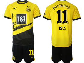 Borussia Dortmund 2023/24 Home Yellow Soccer Jersey with #11 Reus Printing