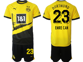 Borussia Dortmund 2023/24 Home Yellow Soccer Jersey with #23 Emre Can Printing