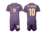 England 2024 Away Dark Raisin Soccer Jersey with #10 Bellingham Printing
