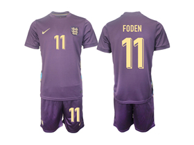 England 2024 Away Dark Raisin Soccer Jersey with #11 Foden Printing