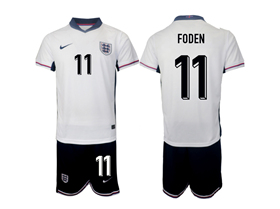 England 2024 Home White Soccer Jersey with #11 Foden Printing