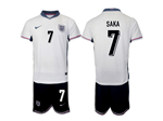 England 2024 Home White Soccer Jersey with #7 Saka Printing