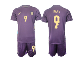 England 2024 Away Dark Raisin Soccer Jersey with #9 Kane Printing
