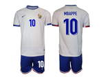France 2024 Away White Soccer Jersey with #10 Mbappé Printing