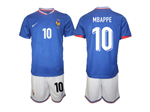 France 2024 Home Blue Soccer Jersey with #10 Mbappé Printing
