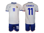 France 2024 Away White Soccer Jersey with #11 Dembélé Printing