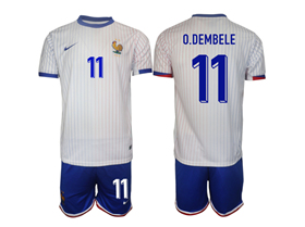 France 2024 Away White Soccer Jersey with #11 Dembélé Printing