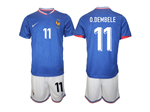 France 2024 Home Blue Soccer Jersey with #11 Dembélé Printing