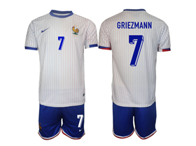 France 2024 Away White Soccer Jersey with #7 Griezmann Printing