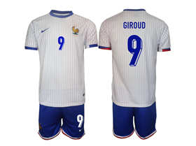France 2024 Away White Soccer Jersey with #9 Giroud Printing