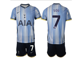 Tottenham Hotspur F.C. 2024/25 Away Light Blue Soccer Jersey with #7 Son Printing