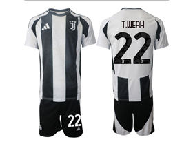 Juventus F.C. 2024/25 Home Black/White Soccer Jersey with #22 Weah Printing