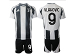 Juventus F.C. 2024/25 Home Black/White Soccer Jersey with #9 Vlahović Printing