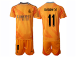 Real Madrid CF 2024/25 Away Orange Soccer Jersey with #11 Rodrygo Printing