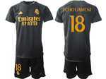 Real Madrid CF 2023/24 Third Black Soccer Jersey with #18 Tchouameni Printing