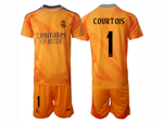 Real Madrid CF 2024/25 Away Orange Soccer Jersey with #1 Courtois Printing