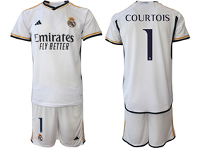Real Madrid CF 2023/24 Home White Soccer Jersey with #1 Courtois Printing