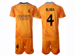 Real Madrid CF 2024/25 Away Orange Soccer Jersey with #4 Alaba Printing