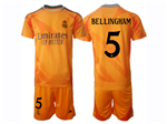 Real Madrid CF 2024/25 Away Orange Soccer Jersey with #5 Bellingham Printing