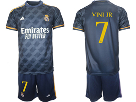 Real Madrid CF 2023/24 Away Navy Soccer Jersey with #7 Vini Jr. Printing