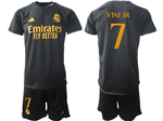 Real Madrid CF 2023/24 Third Black Soccer Jersey with #7 Vini Jr. Printing 