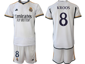 Real Madrid CF 2023/24 Home White Soccer Jersey with #8 Kroos Printing