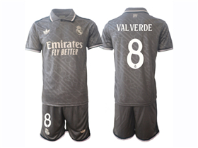 Real Madrid CF 2024/25 Third Gray Soccer Jersey with #8 Valverde Printing