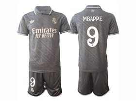 Real Madrid CF 2024/25 Third Gray Soccer Jersey with #9 Mbappé Printing