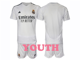 Real Madrid CF 2024/25 Home Youth White Soccer Jersey